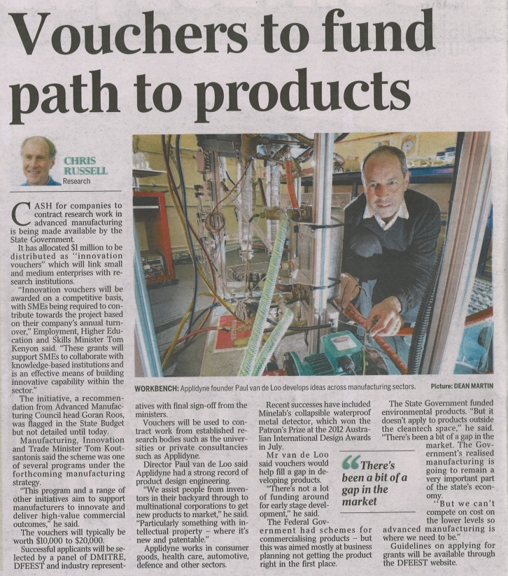 Applidyne features in The Advertiser article