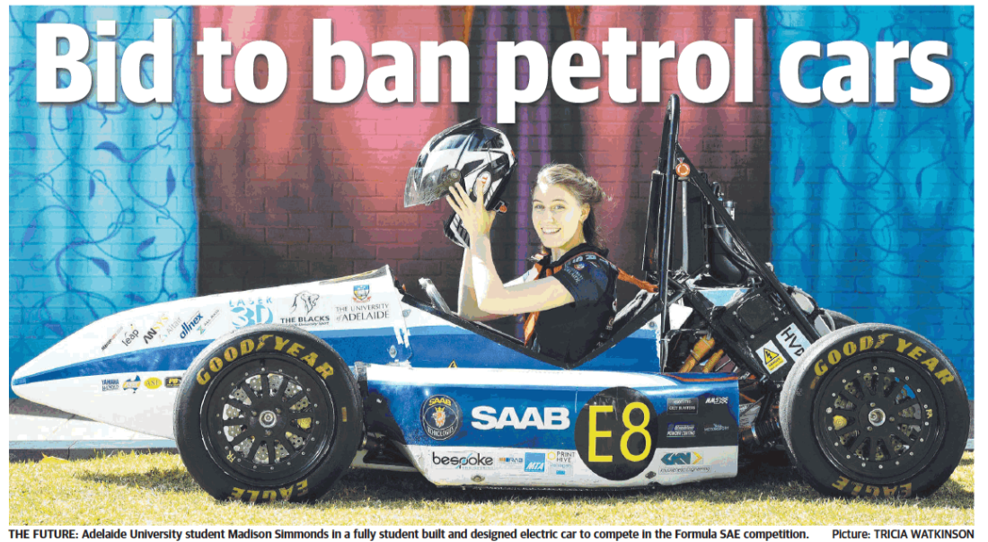 Adelaide Uni Motorsport Team FSAE featured in ‘The Advertiser’